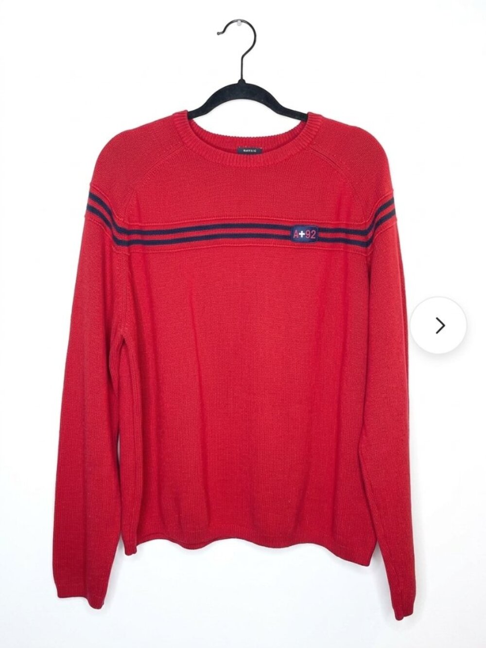 Abercrombie & Fitch Mens Vintage Red Striped Crewneck Sweater XL A+92 Preppy Y2K